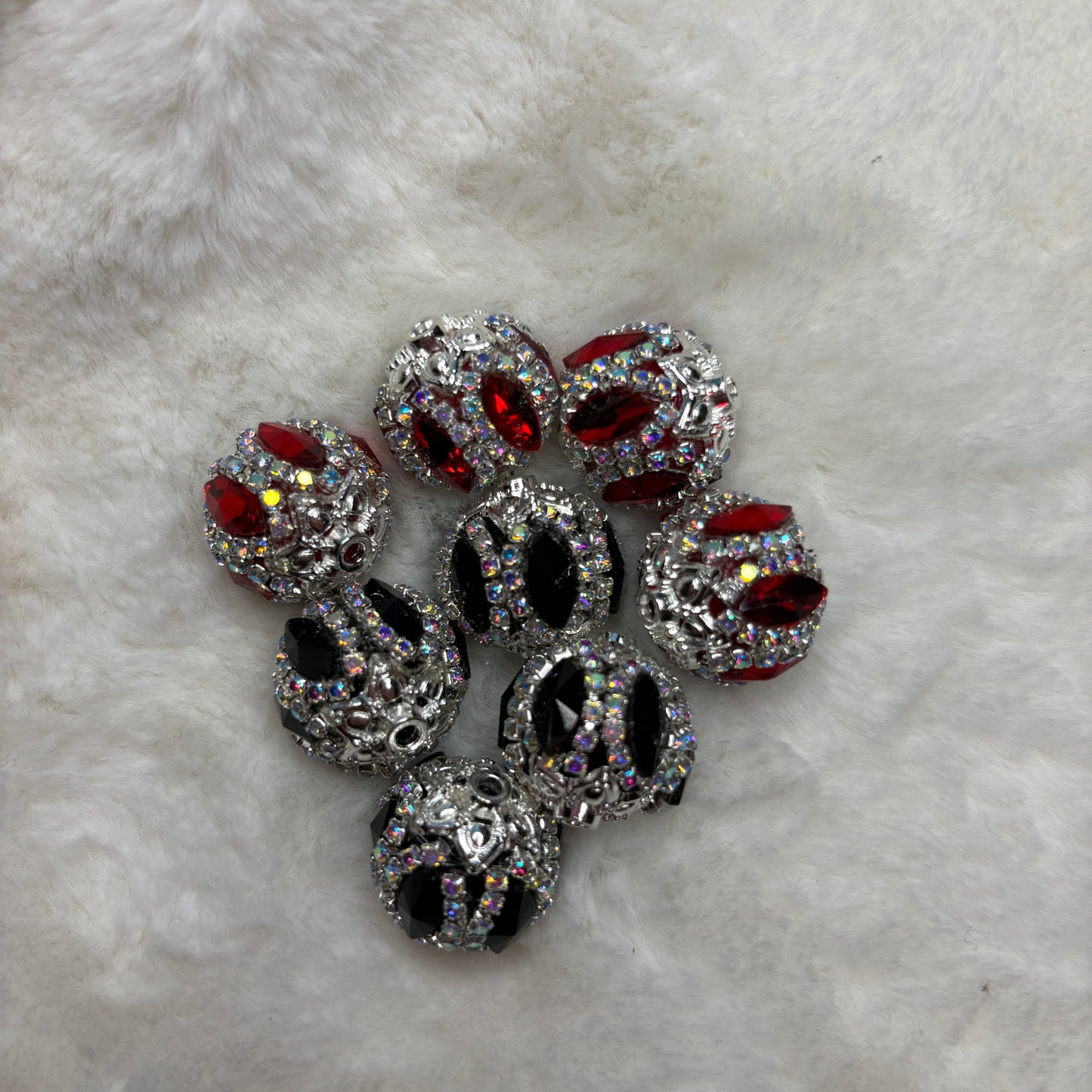 Fancy Bead Silver Rhinestone