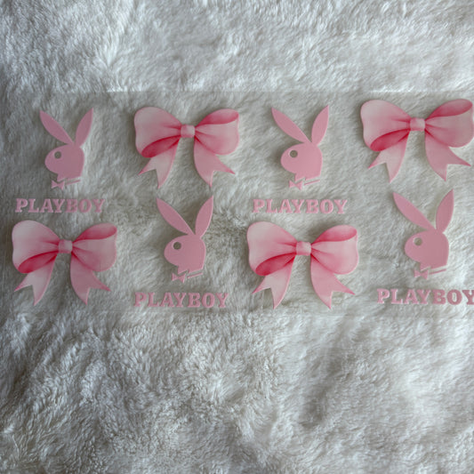 16oz UV DTF Wrap | Ready To Ship | Play Bunny Pink Bows