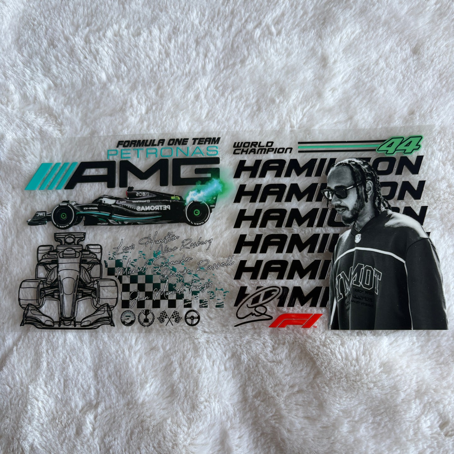 16oz UV DTF Wrap (Double Sided) | Ready To Ship | Lewis Ham. F1