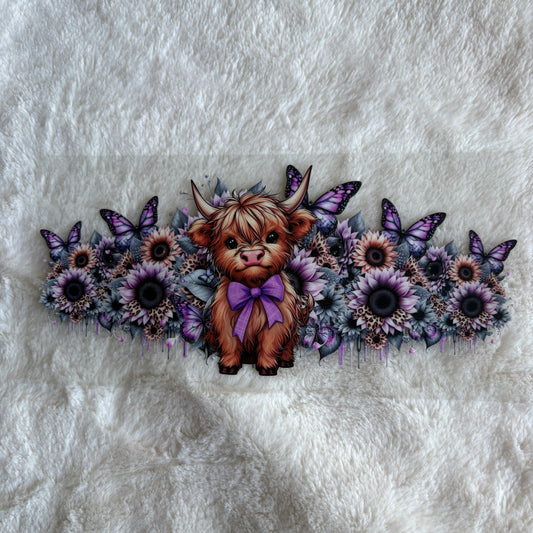 16oz UV DTF Wrap (Double Sided) | Ready To Ship | Purple Highland Flowers
