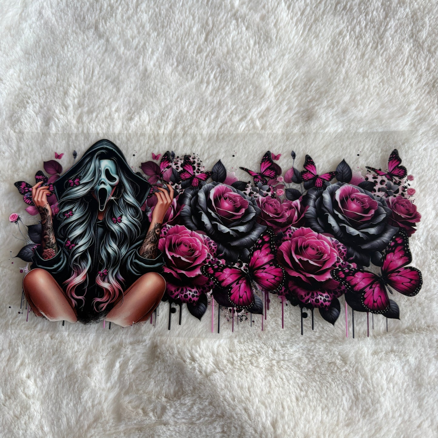16oz UV DTF Wrap (Double Sided) | Ready To Ship | Ghosty Girl Flowers