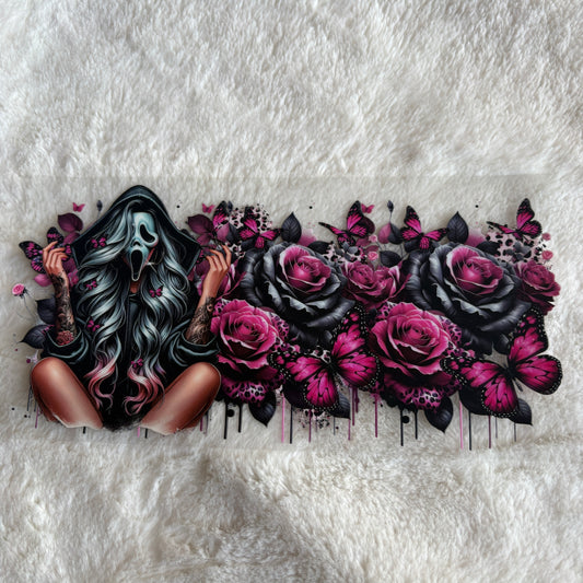 16oz UV DTF Wrap (Double Sided) | Ready To Ship | Ghosty Girl Flowers