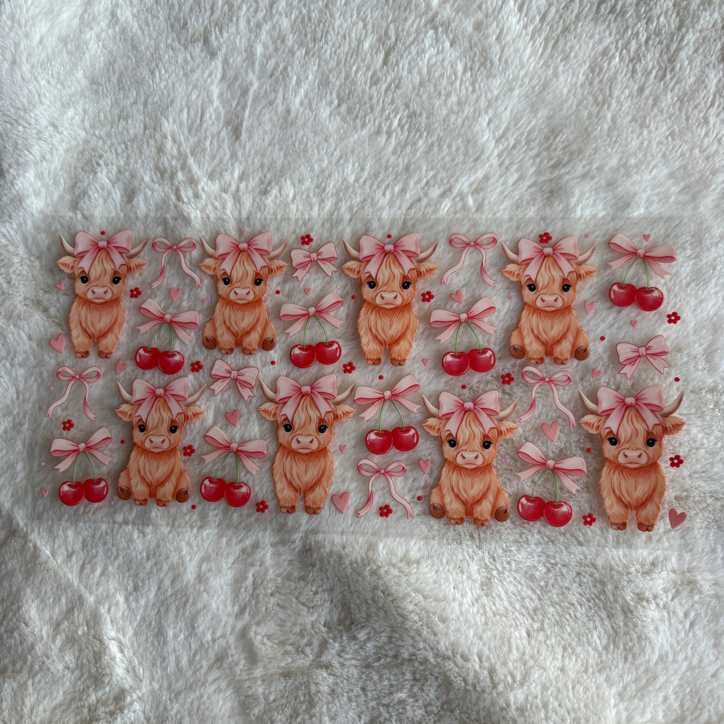 16oz UV DTF Wrap (Double Sided) | Ready To Ship | Cartoon Highland Cherries