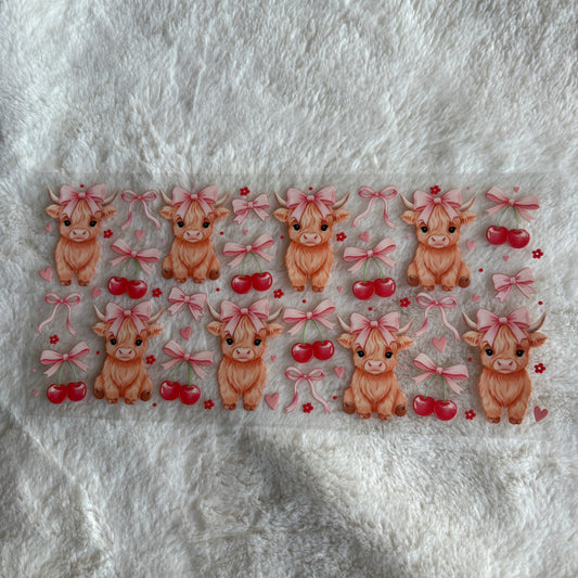16oz UV DTF Wrap (Double Sided) | Ready To Ship | Cartoon Highland Cherries