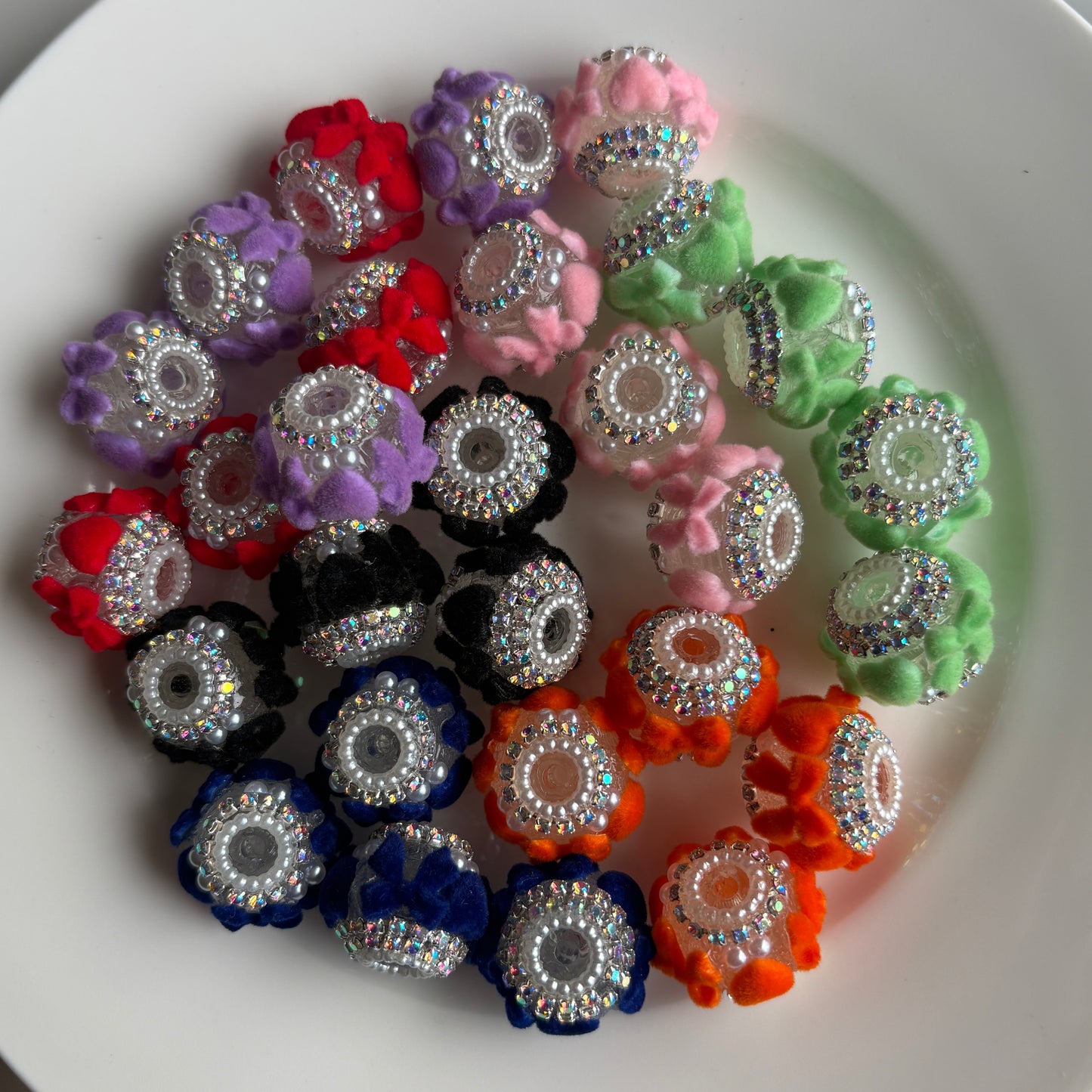 Fancy Bead Flocked Bows & Hearts (1pc)