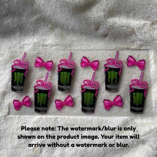 16oz UV DTF Wrap (Double Sided) | Ready To Ship | Energy Drink M Pink Bows
