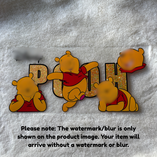 16oz UV DTF Wrap (Double Sided) | Ready To Ship | Sparkle Word Yellow Bear