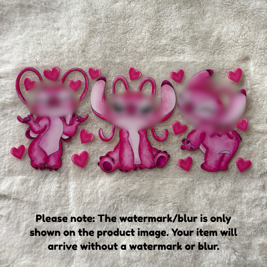 16oz UV DTF Wrap (Double Sided) | Ready To Ship | Pink Hearts Ali3n