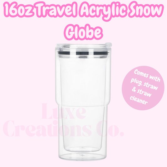 16oz Acrylic Travel Snow Globe