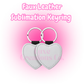 PU Leather Heart Sublimation Keyring (White)