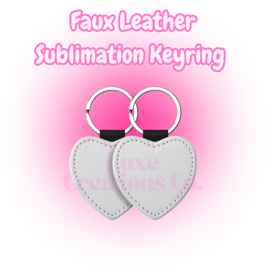PU Leather Heart Sublimation Keyring (White)