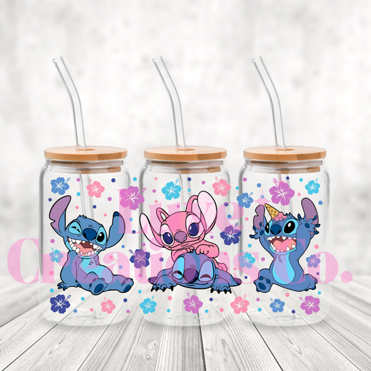 Blue & Pink Alien 2 UV DTF Wrap (#590)